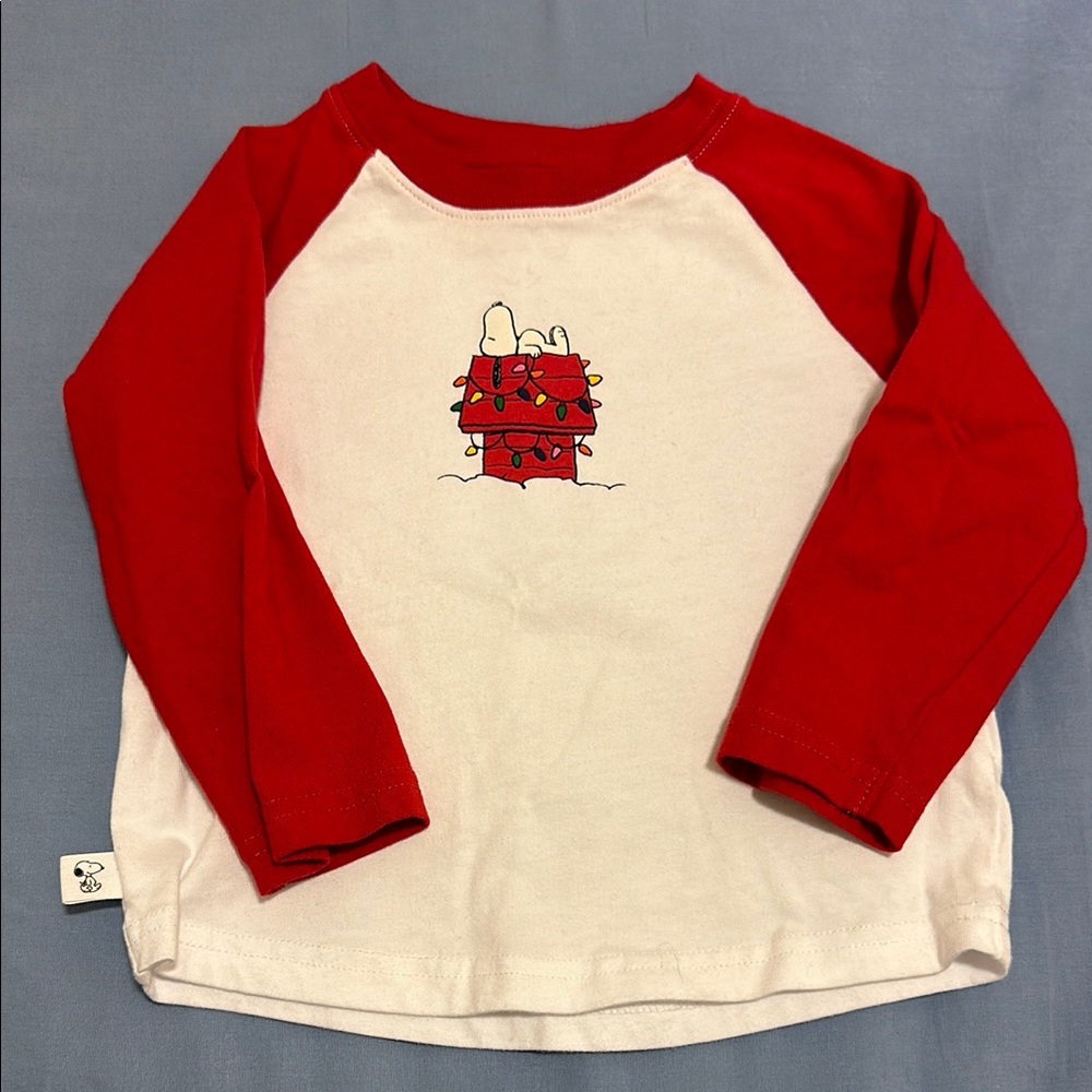 Janie & Jack Snoopy Peanuts Holiday Raglan Tee